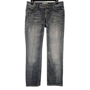 American Rag Cie Jeans Womens 9S 31x29 Premium Straight Distressed Blue Denim